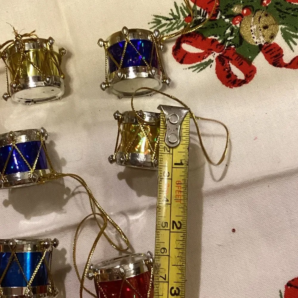 Christmas Glittery Drum Stick Pin & Ornaments Set 12 Pieces